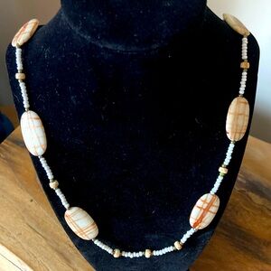 Tan & White Bead Necklace
